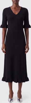 Jil Sander Abito midi in maglia in misto cotone con scollo a V e rouches