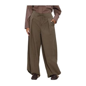 Notre-V Nv-Isotte Wijde Broek - Dames - Broeken - Groen - Maat: XL