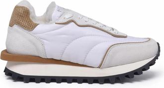 Eleventy White Nylon Inserts Suede Leather Sneakers