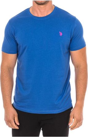 U.S.Polo Association T-shirt met korte mouwen en geribbelde afwerking - Heren - T-shirts - Blauw - 2XL - Katoen - Tops