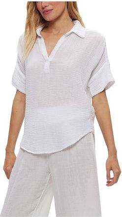 Michael Stars Gigi Popover Top Womens Clothing White : LG (US 8-10), Cotton