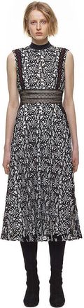 Self Portrait Black & White Floral Embroidered Dress Size XS