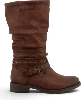 Mustang Jeans Dames rijlaarzen van cognacbruin imitatieleer tot halverwege de kuit - M0052003