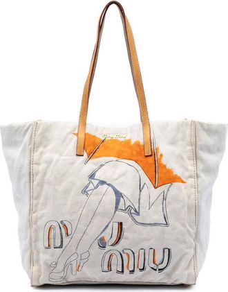 Miu Miu Pre-owned Miu Miu Printed Canvas Tote Ladies 1K58KTP1UXPEH4ON