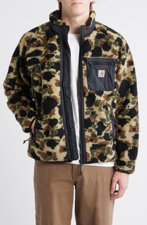 Carhartt Work in Progress Prentis Fleece Zip Jacket in Camo Duck Jacquard Green at Nordstrom, Size X-Small