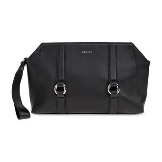 Alexander McQueen Leather Handbag - male - Alexander McQueen - Clutches - Black - ONE SIZE - Bags