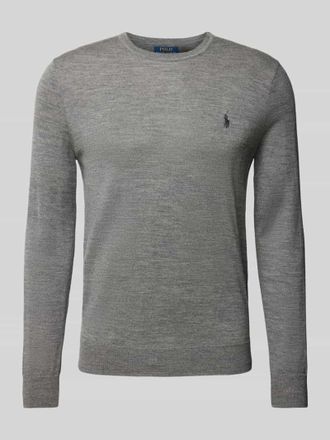 Polo Ralph Lauren Slim Fit Strickpullover aus reiner Wolle in Hellgrau, Gr&ouml;&szlig;e M