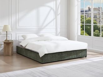 Vente-Unique Rete con contenitore 180 x 200 cm in tessuto testurizzato Verde - FIRMEO di YSM&Eacute;E