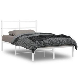 Berkfield Home Metal Bed Frame without Mattress with Headboard White 120x190cm | Size: 120x190 cm