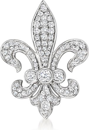 Ross-Simons Diamond Fleur-De-Lis Pin in Sterling Silver