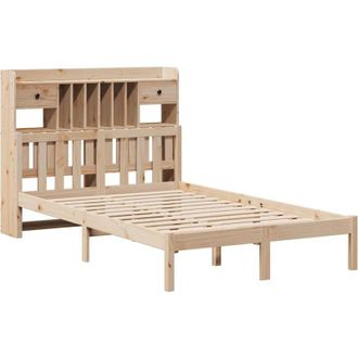 vidaXL Cama Con Estanter&iacute;a Sin Colch&oacute;n Madera Maciza De Pino 135x190cm Vidaxl