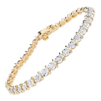 Diamant L'&eacute;ternel Womens 9ct Yellow Gold Diamond Tennis Bracelet - One Size