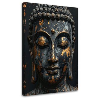 Feeby Cuadro En Lienzo, Estatua De Buda Negra Zen Spa Orient, 80x120