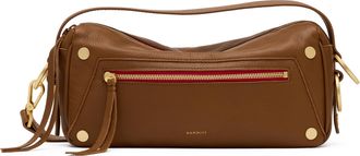Hammitt Hammitt Doxie Mahogany Pebble Brushed Gold Red Zip Med