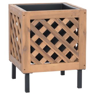 Hhg [nunca Usado] Jardinera Hhg-471, Maceta Para Flores Y Plantas, Para Interior Y Exterior, De Madera De Acacia Con Certificaci&oacute;n Mvg, 42 X 34 X 34 Cm, M