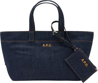 A.P.C. Indigo Le Drummer Toile Embroidered Denim Tote Bag