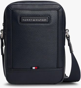 Tommy Hilfiger Mens Pebbled Mini Reporter Bag - Navy
