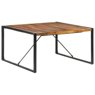 Berkfield Home Dining Table 140x140x75 cm Solid Wood with Sheesham Finish in Brown | Size: 140 x 140 x 75 cm