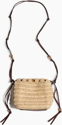 H&M Bead-detail Straw Crossbody Bag in Beige/dark Brown at Nordstrom