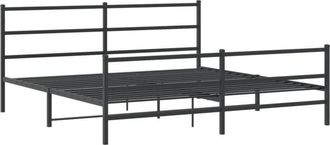 vidaXL Metal Bed Frame without Mattress with Footboard Black 200x200cm vidaXL