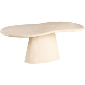 Beliani Garden Table Beige MgO 6 Seater Rust Weather Resistant Irregular Shape Modern Dining Room Outdoor and Indoor SPOLETO