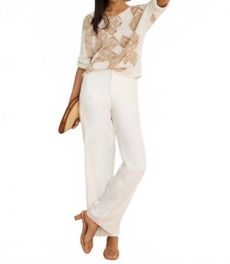 Nic+Zoe Stamp Scoopneck Sweater In Cobblestone