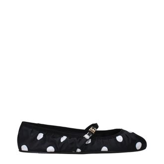 Dolce & Gabbana Polka-Dot Fabric Ballet Flat - Black