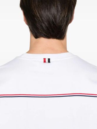 Thom Browne &Uuml;bergro&szlig;es Kurzarm-T-Shirt mit RWB-Strickbesatz aus mittelschwerem Jersey