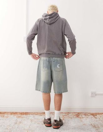 Karl Kani OG - Jorts larghi lavaggio blu effetto candeggiato