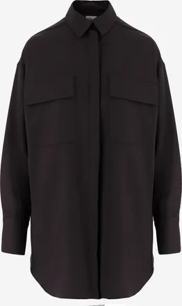 Ql2 Quelledue Womens Shirt Dark Violet Stretch Wool-Blend Virgin Wool
