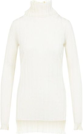 Carven Turtle Neck Underpinning Ecru Wool Pullover