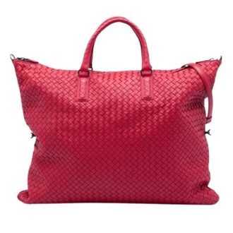 Bottega Veneta Bolsa de Viaje Pre-owned de Cuero Tejido - Pre-owned - Mujer - Rojo - ONE SIZE