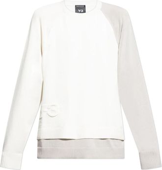Yohji Yamamoto Trui met logo - Heren - Ronde hals truien - Wit - XS - Truien & Vesten