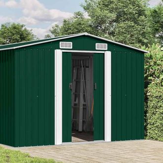 Berkfield Home Garden Shed 257x392x181 cm Metal Green | Size: 257 x 392 x 181 cm