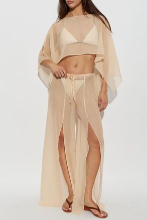 Balmain Silk Beach Poncho, Womens, Beige