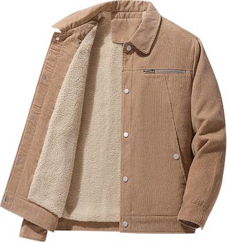 Generic Winter Jacket Mens Corduroy Jacket Large Sizes Sweat Coats Warm Jacket Airy Blouson Fashionable Jacket Outdoor Coat Cotton Clothing Tops Pullover Clot