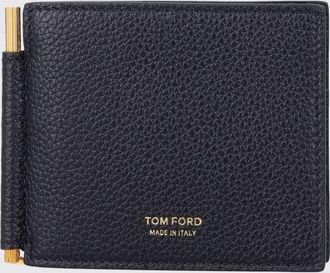 Tom Ford Portafoglio in pelle di vitello martellata con clip fermasoldi