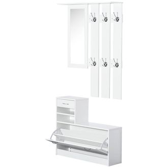 HOMCOM Estante para zapatos 90x10x91 cm blanco