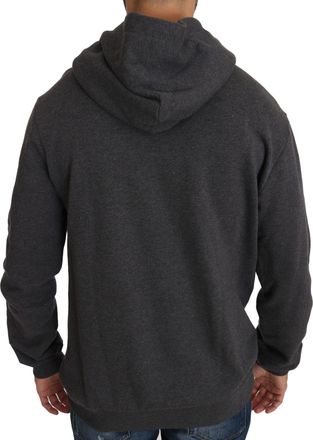 Dolce & Gabbana Mens Gray Hooded Red Crystal Heart Gun Sweater Cotton Clothing