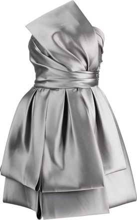 Alberta Ferretti off-shoulder minidress - women - Silk/Polyester/Spandex/Elastane/Polyamide/Acetate/Cupro - 40 - Grey