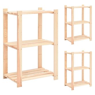 Berkfield Home 3-Tier Storage Racks 3 pcs 60x38x90 cm Solid Pinewood 150 kg in Beige | Size: 60 x 38 x 90 cm