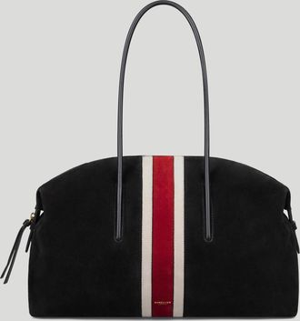 DeMellier The Stockholm in Black Suede & Berry Suede Leather Tote & Work bag