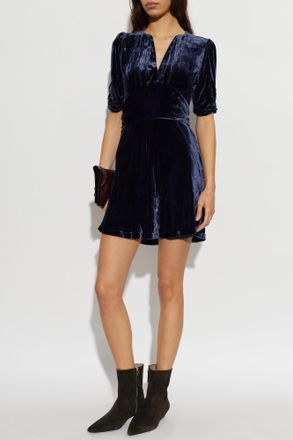 AllSaints Ena Velvet Dress, Womens, Navy Blue