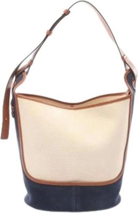 Loewe Pre-owned Bucket Bags, female, Beige, Size: ONE SIZE Pre-owned Canvas Bucket Bag