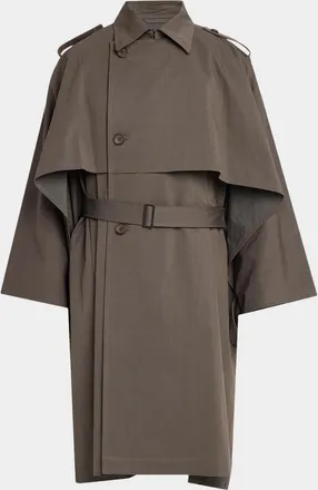 Issey Miyake Men & apos;s Overlap Cotton-Blend Cape Coat