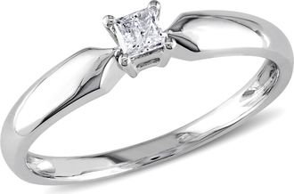 Mimi & Max 1/10ct TW Princess Cut Diamond Solitaire Engagement Ring 10k White Gold