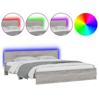 Berkfield Home Bed Frame with LED without Mattress Grey Sonoma 180x200 cm Super King
