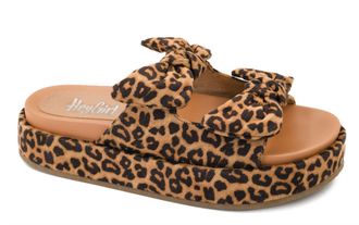 Corkys Footwear Womens Bowed Up Leopard Wedge Sandal In Brown Multi