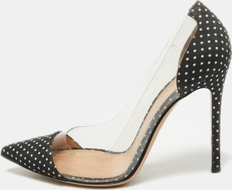 Gianvito Rossi Black/white Fabric And Pvc Plexi Pumps