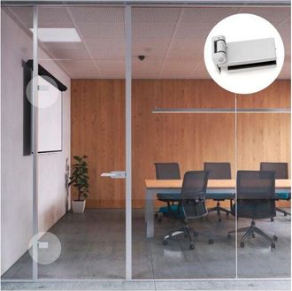 Emuca Bisagra Para Puerta De Cristal Con Embellecedor, Bisagra Horizontal Con Pala De 40mm, Para Puerta De 8-12mm, Aluminio Y Acero, Gris Metalizado - Emuca